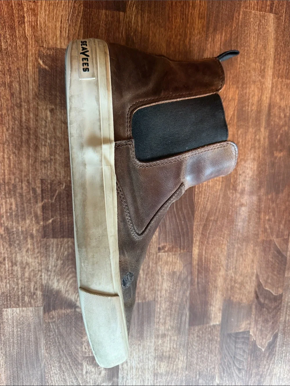 SeaVees Brown Leather Chukka Boot with Black Elastic Panels